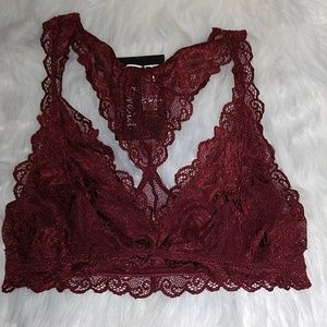 maroon lace bralette